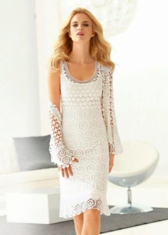 White knit prom dress