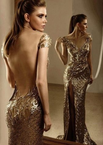 Gold dress with an open back