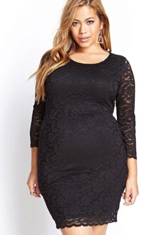Lace short black dress for full
