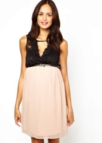 Maternity Lace and Chiffon Combination Dress