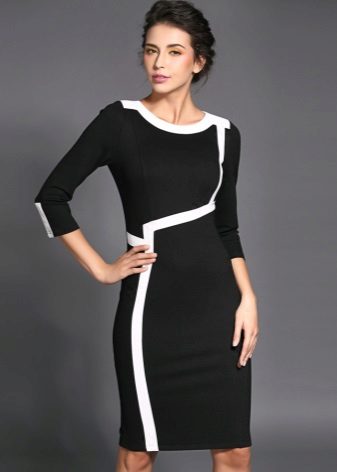 Black office dress with white trim