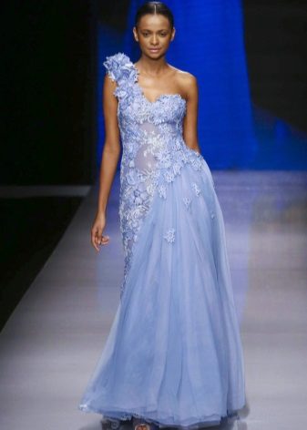 Blue dress with organza insert