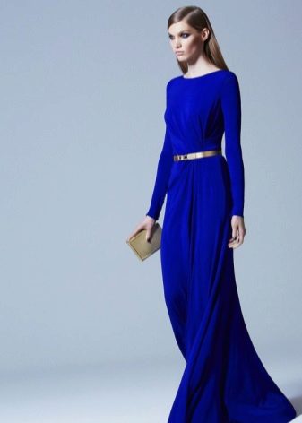 Closed blue floor dress