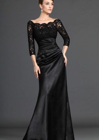 Closed black floor dress