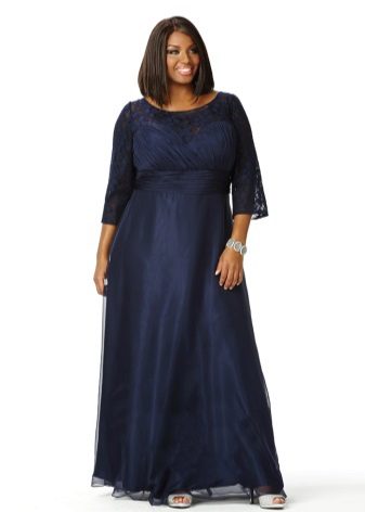 A long dark floor-length dress for those who hide the flaws of a figure