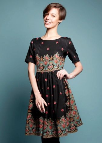 Dress in the Russian style of medium length