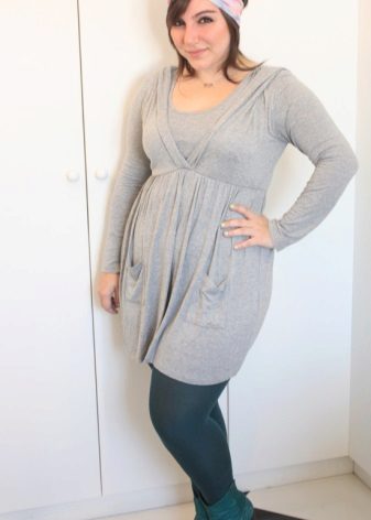 Knitted tunic dress gray for full