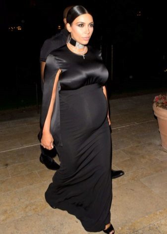 Long black maternity floor sheath dress