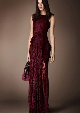 Burgundy dress lace floor
