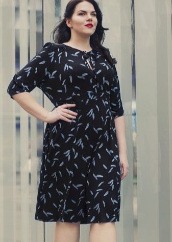 Black office print dress for full