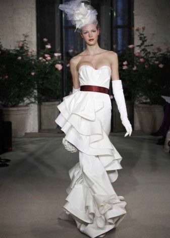 Wedding dress with large flounces