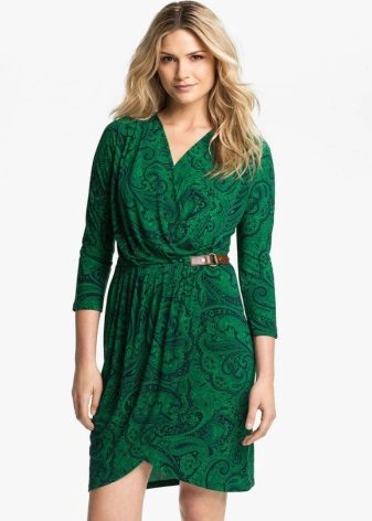  Three Quarter Sleeve Wrap Dress