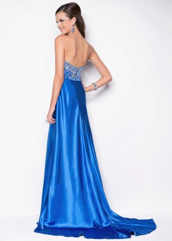 Blue Satin Train Dress