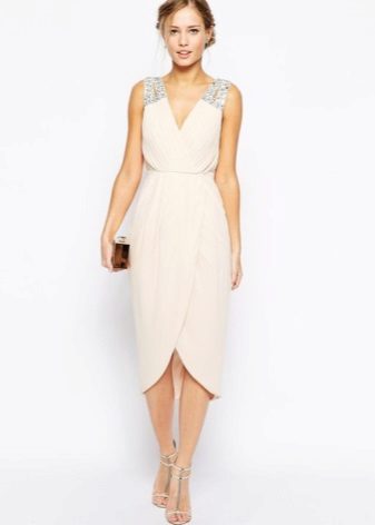 Beige Tulip Midi Dress