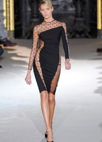 Black Polka Dot Stocking Evening Dress