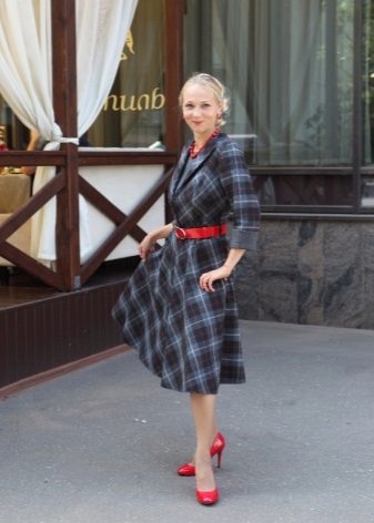 Gray Plaid Midi Dress