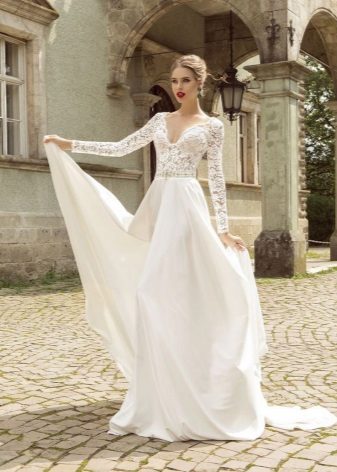 Wedding dress with long lace sleeve