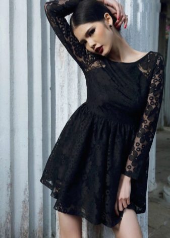 Black High Waist Lace Dress