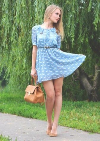 High waist dress with ballet flats