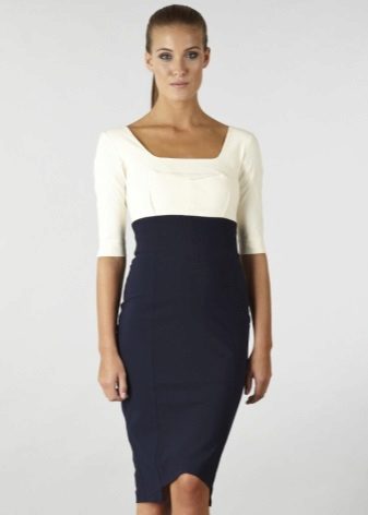 High Waist Two-Tone Dress - Office Option