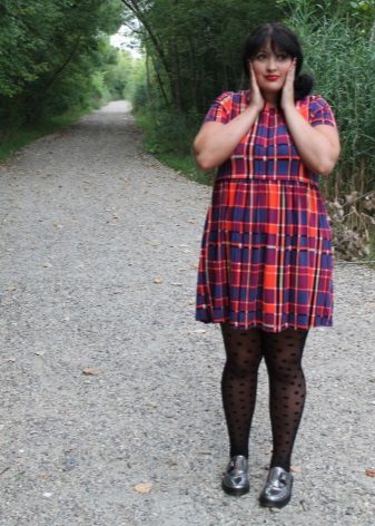 Plaid High Waist Dress for Fat Women