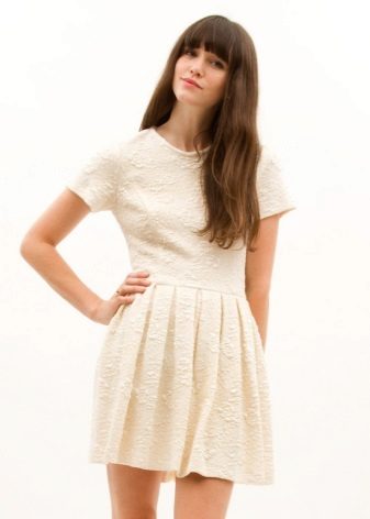 White Printed Pleated Dress