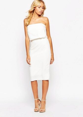 White Midi Skirt Bandeau Dress