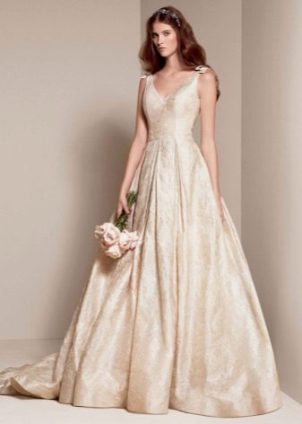 baked milk brocade wedding dress