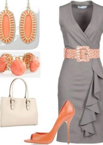 Peach Accessories for a Gray Dress