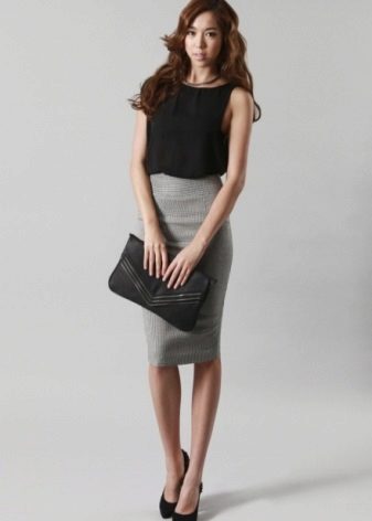 High Waist Knitted Gray Skirt