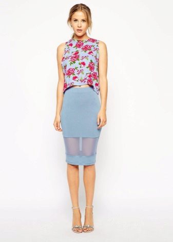 Pencil skirt with transparent insert