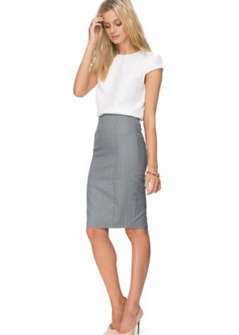 Pencil skirt and white blouse