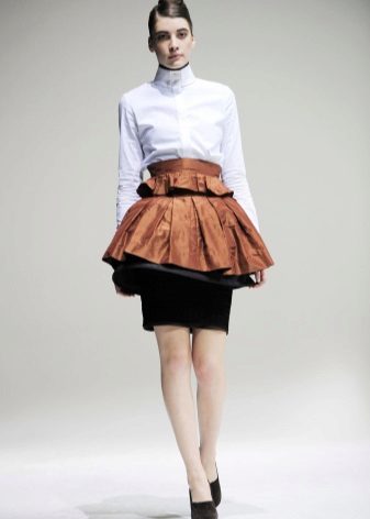 two-tone skirt with a flounce at the waist