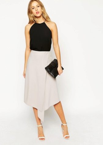 Beige asymmetric skirt