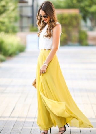 Mustard-colored long skirt
