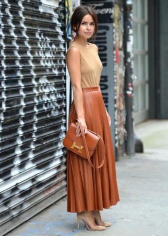 Half leather sun skirt