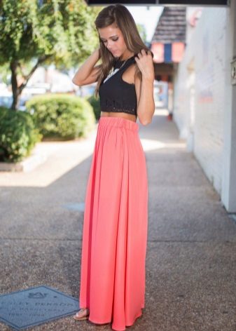 Long skirt half sun coral