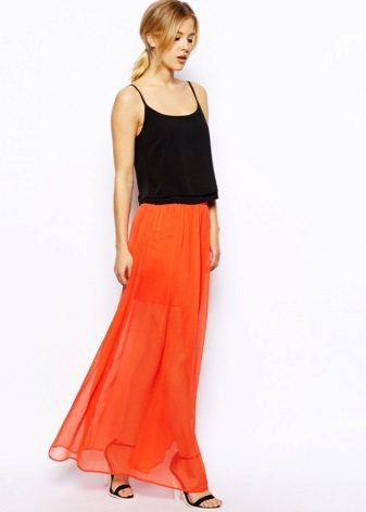 long skirt with a contrast top