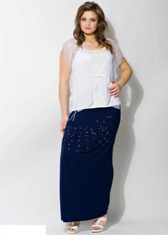 long skirt adorned with rhinestones for overweight women