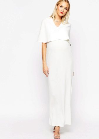 Paprasta motinystės vestuvinė suknelė