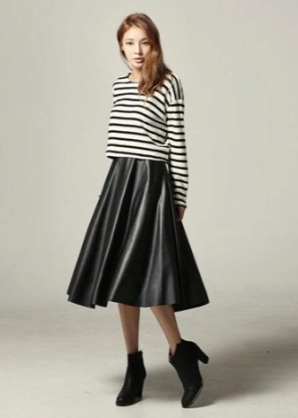 Leather skirt sun for thin