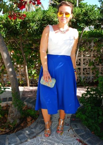 bright blue mid summer skirt