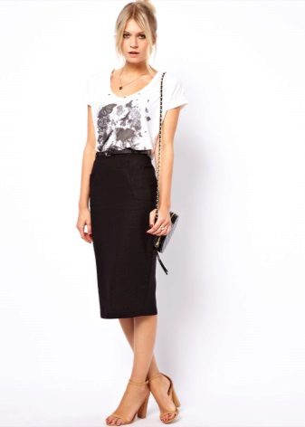 Linen High Waist Pencil Skirt