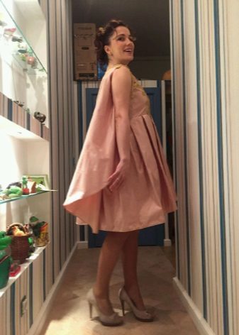 peach taffeta prom dress