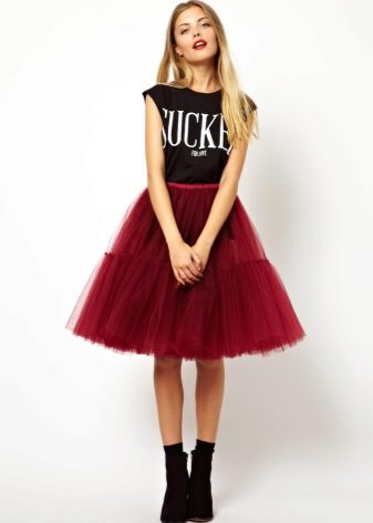 puffy organza midi skirt