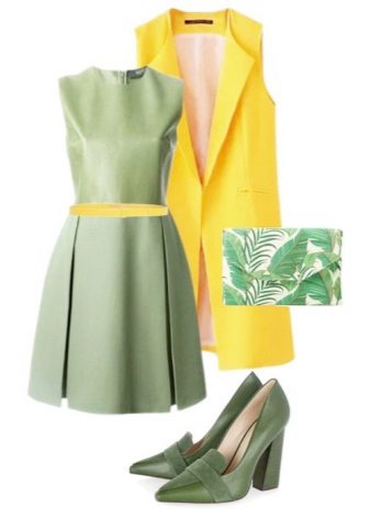 Light green dress and orange accessories
