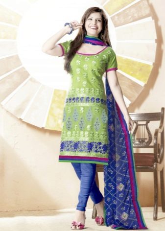 Light green dress with stole