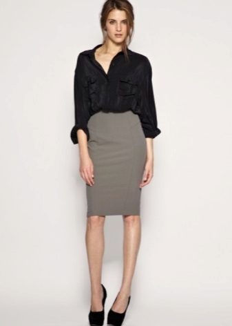 Gray hourglass pencil skirt for girls