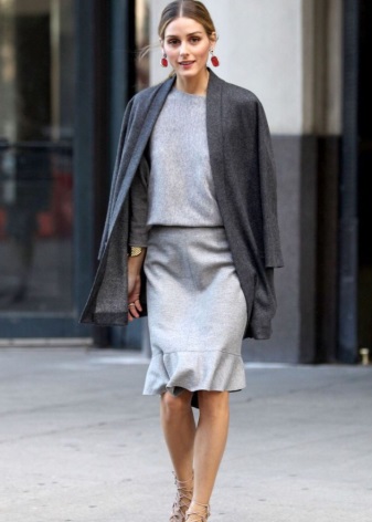 Gray silk pencil skirt