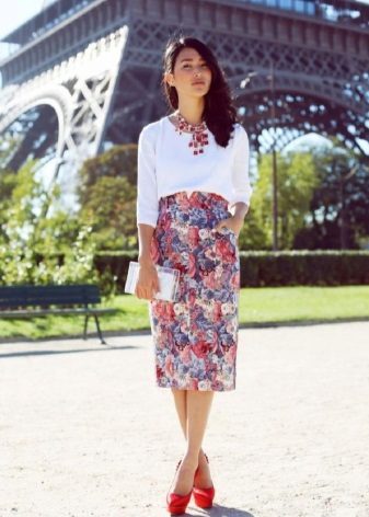 floral print sports pencil skirt